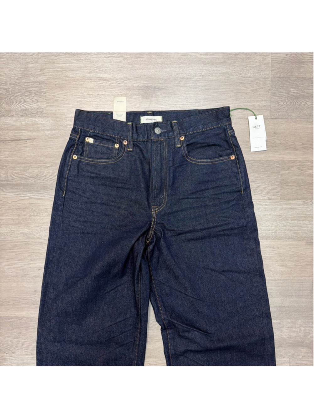 NWT American Eagle AE77 Stovepipe Wide Leg Dark Denim Jeans Sz 8 Regular! - Picture 2 of 8